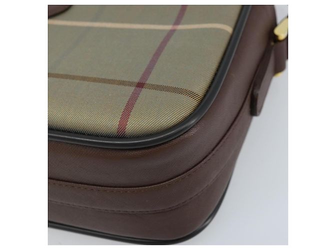 Borsa a Spalla Burberrys Nova Check in Tela Marrone Oro Auth bs33874 D'oro - vista 9