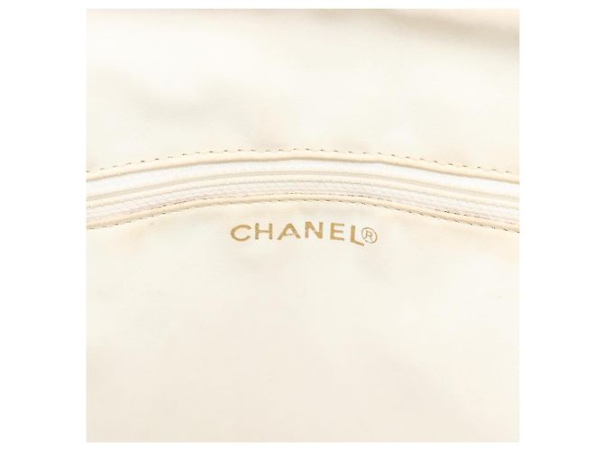 CHANEL Borsa a Mano in Pelle Caviar Crema Oro CC Auth 174548 D'oro Crudo - vista 11