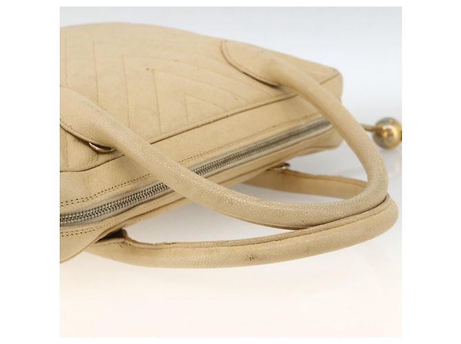 CHANEL Borsa a Mano in Pelle Caviar Crema Oro CC Auth 174548 D'oro Crudo - vista 7