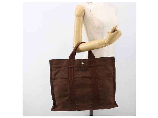Hermès HERMES Borsa a Mano Her Line MM Tela Marrone Argento Auth ARZ296 - vista 20