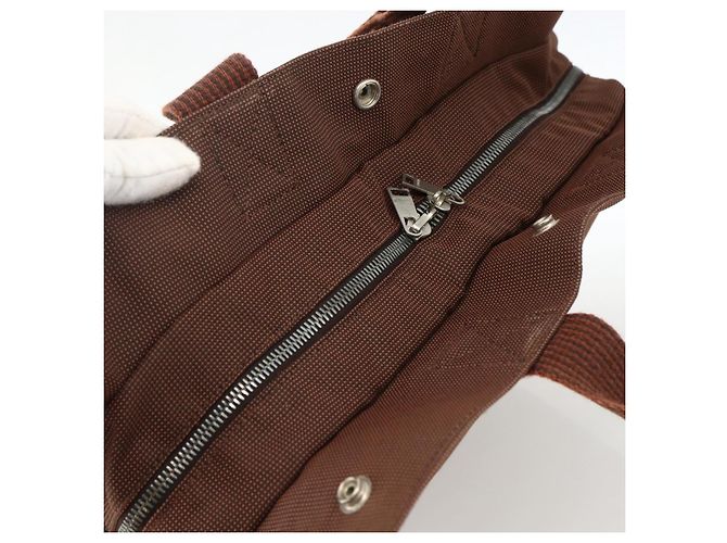 Hermès HERMES Borsa a Mano Her Line MM Tela Marrone Argento Auth ARZ296 - vista 6