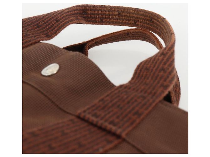 Hermès HERMES Borsa a Mano Her Line MM Tela Marrone Argento Auth ARZ296 - vista 8