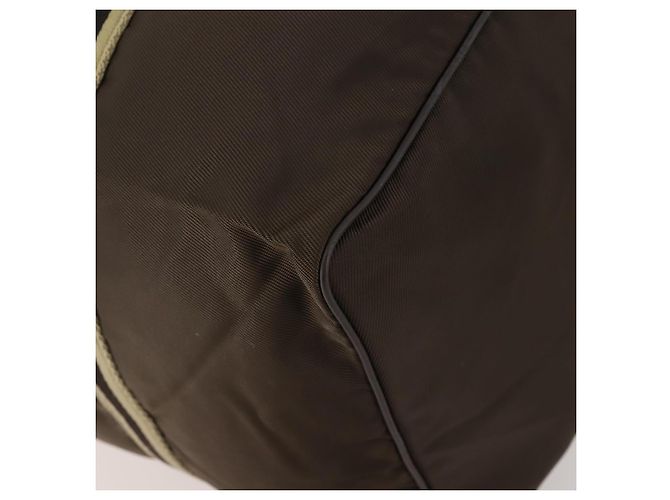 Borsa Boston in nylon marrone e argento della linea Sherry di GUCCI 012 8657 Auth fm5186 - vista 10