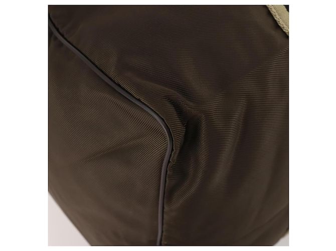 Borsa Boston in nylon marrone e argento della linea Sherry di GUCCI 012 8657 Auth fm5186 - vista 11