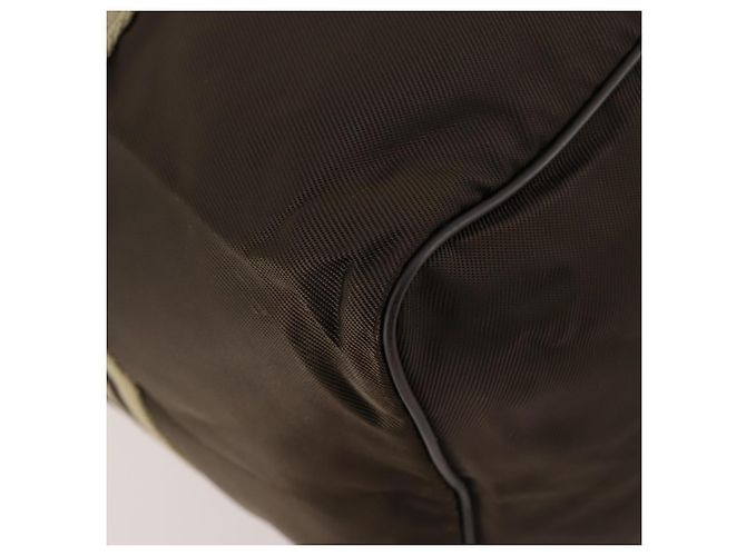 Borsa Boston in nylon marrone e argento della linea Sherry di GUCCI 012 8657 Auth fm5186 - vista 12