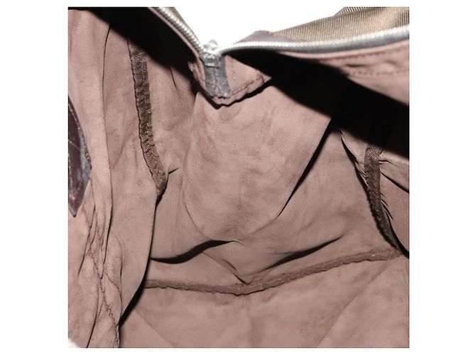 Borsa Boston in nylon marrone e argento della linea Sherry di GUCCI 012 8657 Auth fm5186 - vista 16