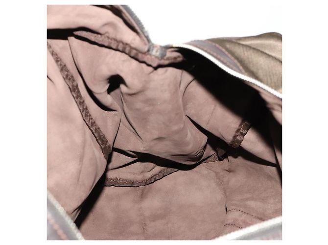Borsa Boston in nylon marrone e argento della linea Sherry di GUCCI 012 8657 Auth fm5186 - vista 17