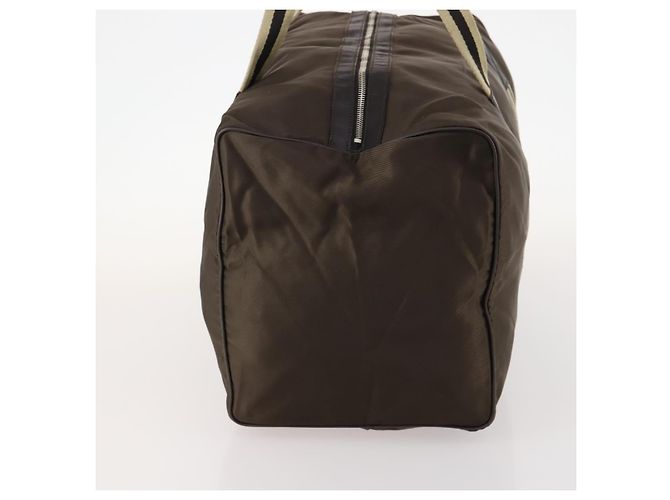 Borsa Boston in nylon marrone e argento della linea Sherry di GUCCI 012 8657 Auth fm5186 - vista 4