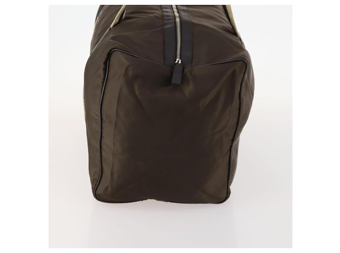 Borsa Boston in nylon marrone e argento della linea Sherry di GUCCI 012 8657 Auth fm5186 - vista 5