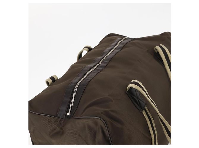 Borsa Boston in nylon marrone e argento della linea Sherry di GUCCI 012 8657 Auth fm5186 - vista 6