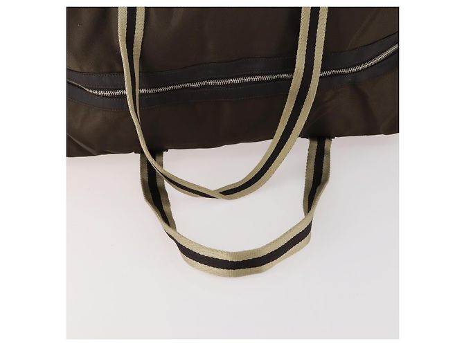 Borsa Boston in nylon marrone e argento della linea Sherry di GUCCI 012 8657 Auth fm5186 - vista 7