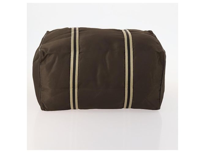 Borsa Boston in nylon marrone e argento della linea Sherry di GUCCI 012 8657 Auth fm5186 - vista 9