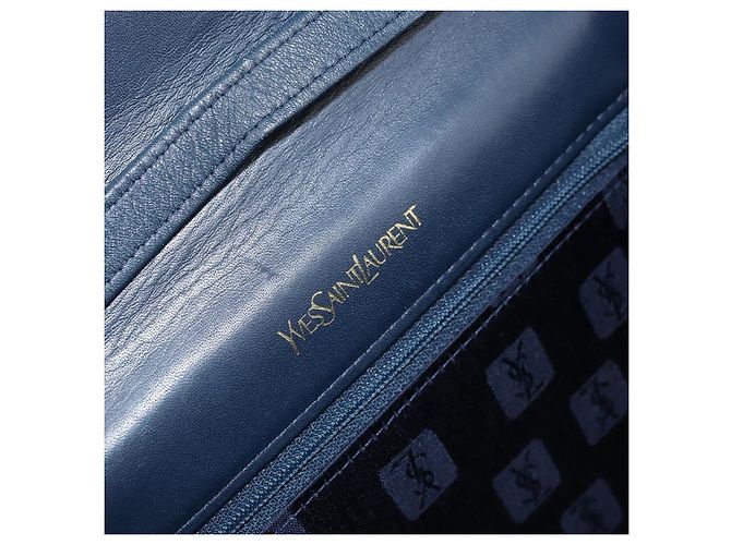 SAINT LAURENT Borsa a Spalla in Pelle Blu Navy Oro Auth 173693 D'oro - vista 15