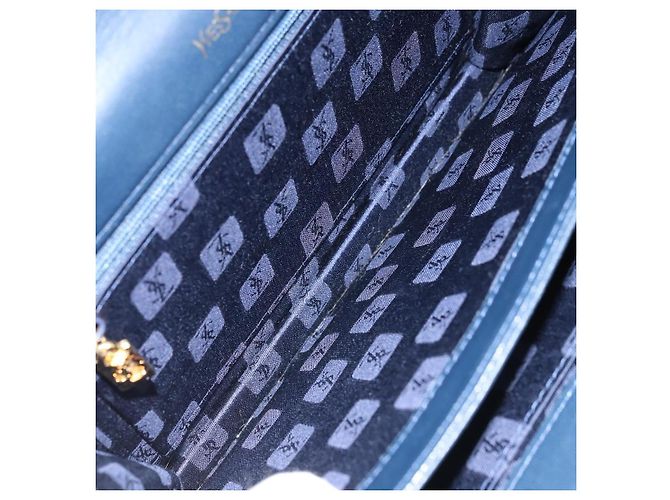 SAINT LAURENT Borsa a Spalla in Pelle Blu Navy Oro Auth 173693 D'oro - vista 16