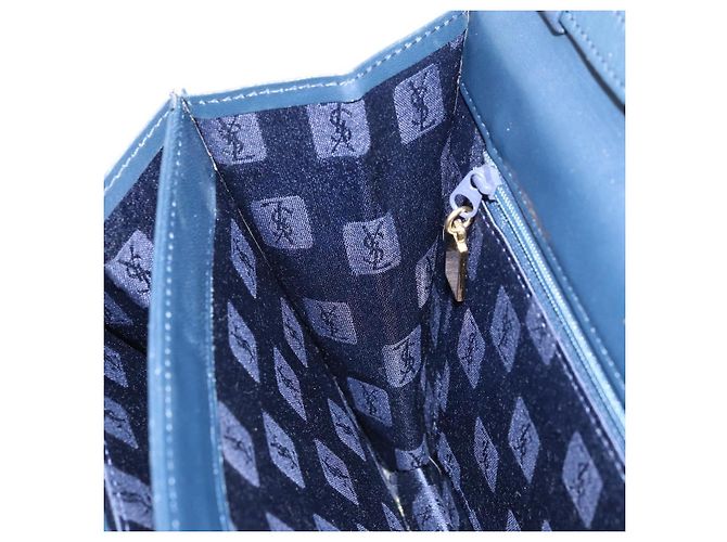 SAINT LAURENT Borsa a Spalla in Pelle Blu Navy Oro Auth 173693 D'oro - vista 18
