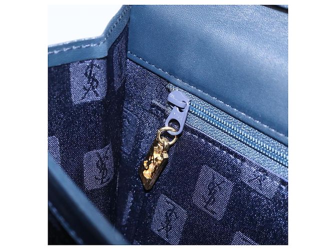 SAINT LAURENT Borsa a Spalla in Pelle Blu Navy Oro Auth 173693 D'oro - vista 19