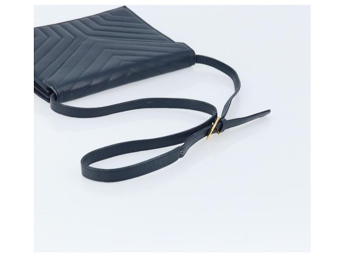 SAINT LAURENT Borsa a Spalla in Pelle Blu Navy Oro Auth 173693 D'oro - vista 7