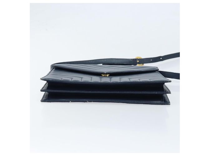 SAINT LAURENT Borsa a Spalla in Pelle Blu Navy Oro Auth 173693 D'oro - vista 9
