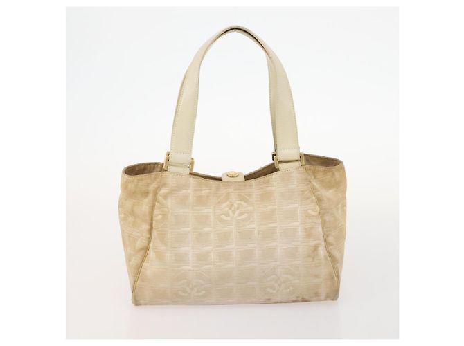 Hermès HERMES PRADA Borsa a Mano Chanel Pelle Tela Nylon 3 Set Beige Auth 168823 - vista 10