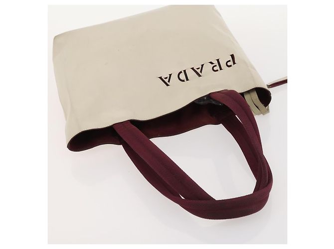 Hermès HERMES PRADA Borsa a Mano Chanel Pelle Tela Nylon 3 Set Beige Auth 168823 - vista 20