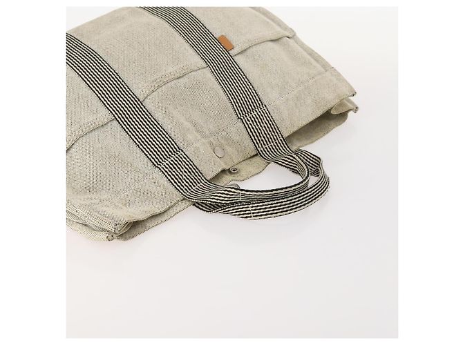 Hermès HERMES PRADA Borsa a Mano Chanel Pelle Tela Nylon 3 Set Beige Auth 168823 - vista 5