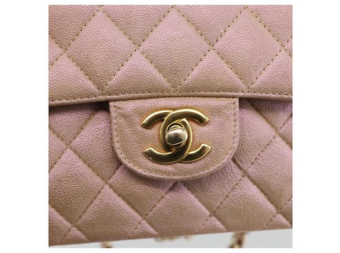 Bolso de hombro matelasse CHANEL de piel caviar rosa dorado CC Auth ka3129SAV - vista 19