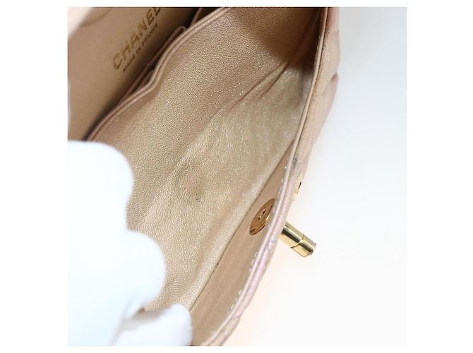 Bolso de hombro matelasse CHANEL de piel caviar rosa dorado CC Auth ka3129SAV - vista 24