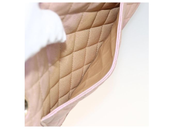 Bolso de hombro matelasse CHANEL de piel caviar rosa dorado CC Auth ka3129SAV - vista 28