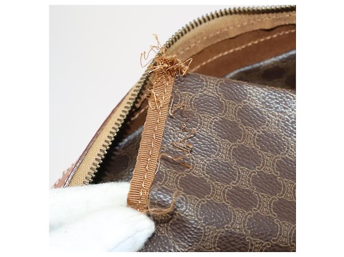 Céline Borsa Boston in tela Macadam CELINE in pelle PVC marrone oro Auth ki6500 D'oro - vista 11