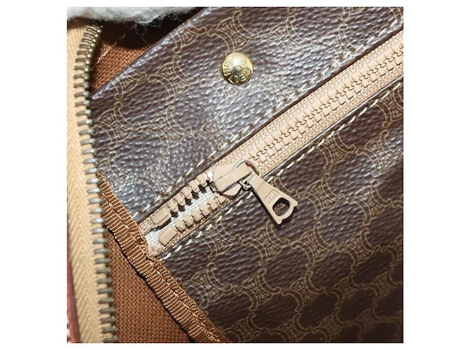 Céline Borsa Boston in tela Macadam CELINE in pelle PVC marrone oro Auth ki6500 D'oro - vista 12