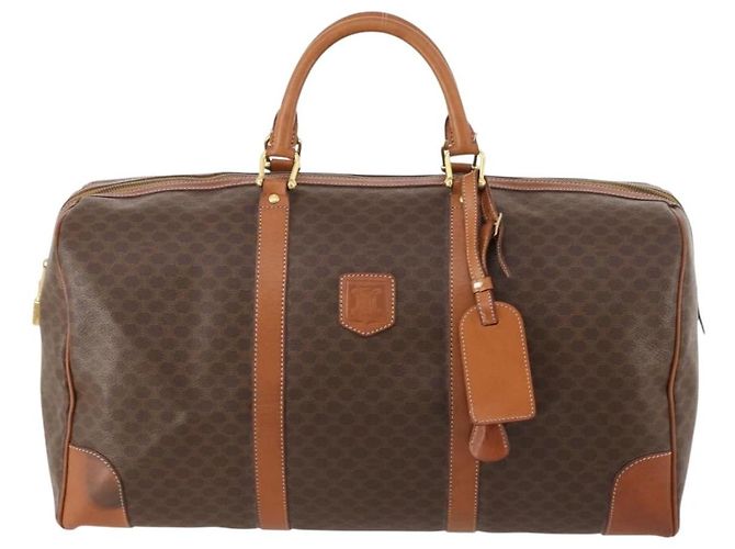 Céline Borsa Boston in tela Macadam CELINE in pelle PVC marrone oro Auth ki6500 D'oro - vista 13