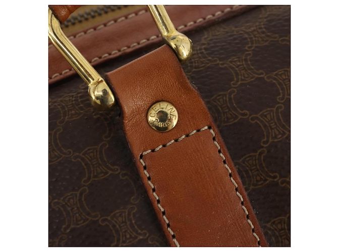 Céline Borsa Boston in tela Macadam CELINE in pelle PVC marrone oro Auth ki6500 D'oro - vista 18