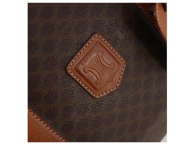 Céline Borsa Boston in tela Macadam CELINE in pelle PVC marrone oro Auth ki6500 D'oro - vista 19