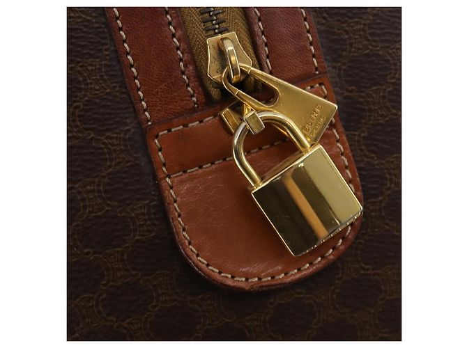 Céline Borsa Boston in tela Macadam CELINE in pelle PVC marrone oro Auth ki6500 D'oro - vista 21