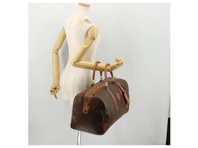 Céline Borsa Boston in tela Macadam CELINE in pelle PVC marrone oro Auth ki6500 D'oro - vista 25