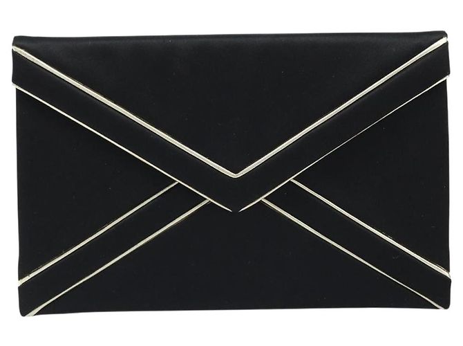 SAINT LAURENT Clutch in Raso Nero Oro Auth BSZ059 D'oro - vista 2