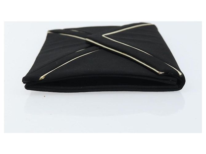 SAINT LAURENT Clutch in Raso Nero Oro Auth BSZ059 D'oro - vista 4
