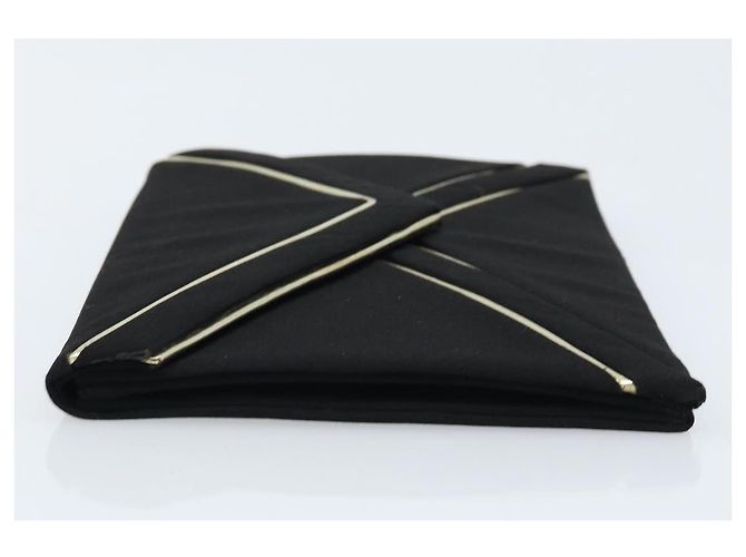 SAINT LAURENT Clutch in Raso Nero Oro Auth BSZ059 D'oro - vista 5