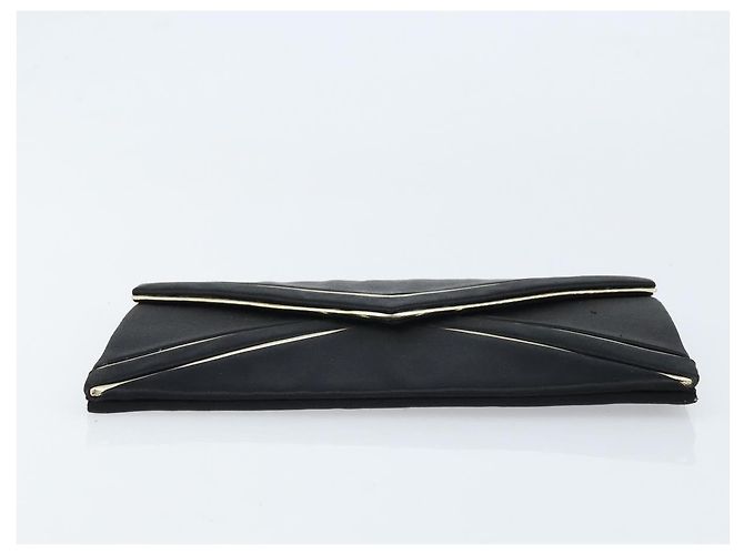 SAINT LAURENT Clutch in Raso Nero Oro Auth BSZ059 D'oro - vista 7