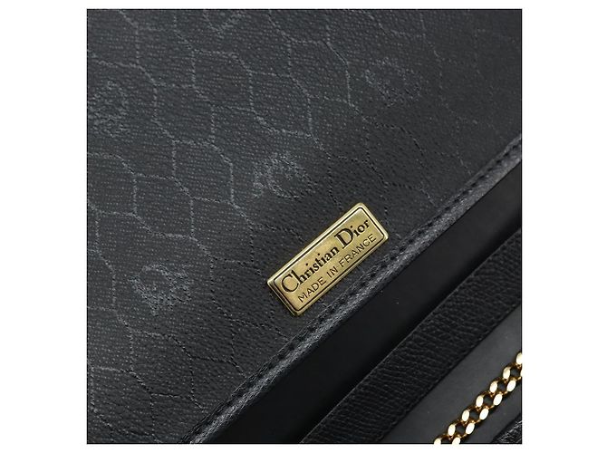 Borsa in tela a nido d'ape Christian Dior con catena in pelle nera e oro Auth ka3067 - vista 16