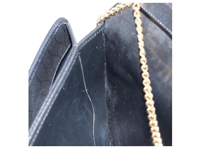 Borsa in tela a nido d'ape Christian Dior con catena in pelle nera e oro Auth ka3067 - vista 19