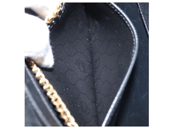 Borsa in tela a nido d'ape Christian Dior con catena in pelle nera e oro Auth ka3067 - vista 20
