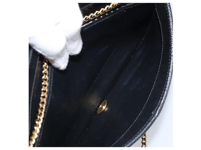 Borsa in tela a nido d'ape Christian Dior con catena in pelle nera e oro Auth ka3067 - vista 21
