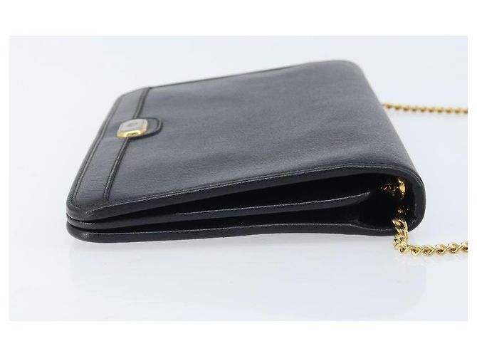 Borsa in tela a nido d'ape Christian Dior con catena in pelle nera e oro Auth ka3067 - vista 4
