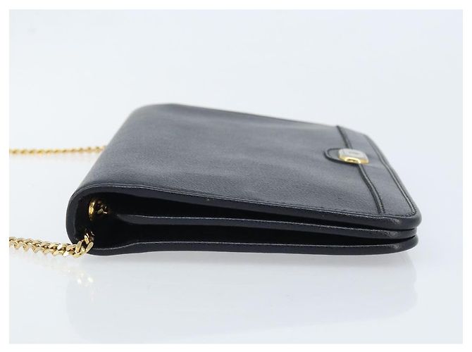 Borsa in tela a nido d'ape Christian Dior con catena in pelle nera e oro Auth ka3067 - vista 5