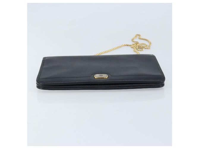 Borsa in tela a nido d'ape Christian Dior con catena in pelle nera e oro Auth ka3067 - vista 9