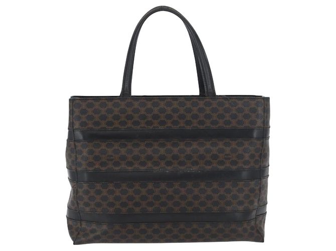 Céline Borsa a mano in tela Macadam CELINE in pelle PVC nera e oro Auth ka3121 Nero D'oro - vista 2