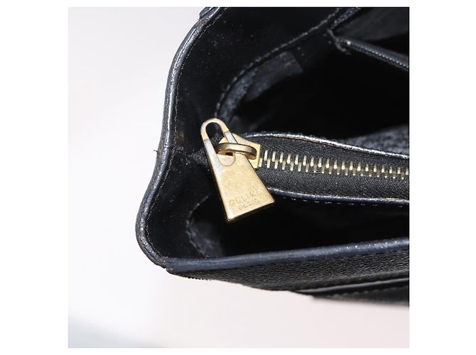 Céline Borsa a mano in tela Macadam CELINE in pelle PVC nera e oro Auth ka3121 Nero D'oro - vista 26