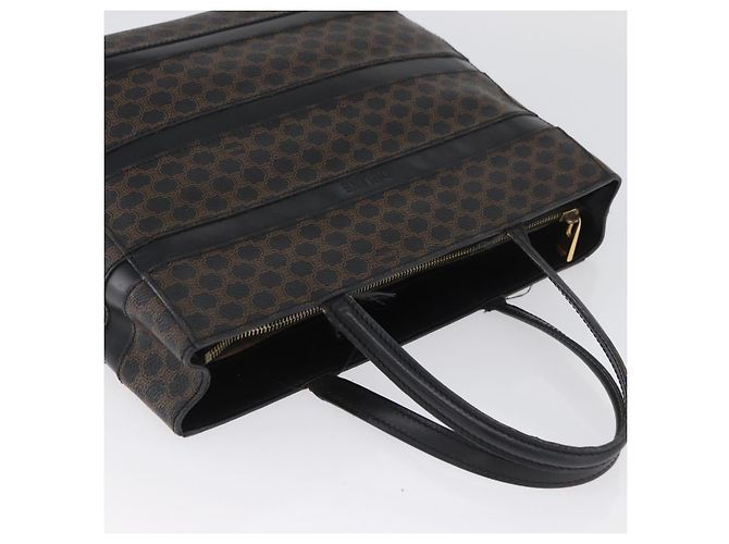 Céline Borsa a mano in tela Macadam CELINE in pelle PVC nera e oro Auth ka3121 Nero D'oro - vista 6
