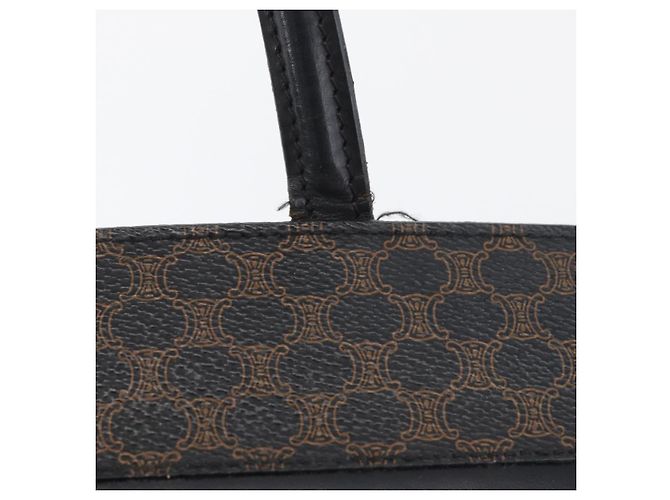 Céline Borsa a mano in tela Macadam CELINE in pelle PVC nera e oro Auth ka3121 Nero D'oro - vista 9